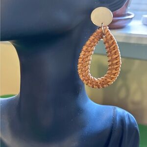Woven Tan Hoop Earrings